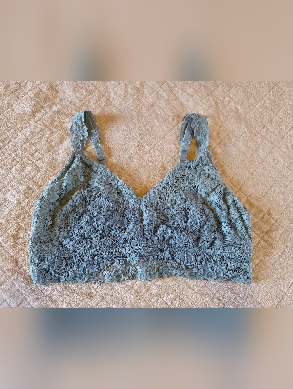 Lace Bralette in Dusty Green With Removable Pads XL